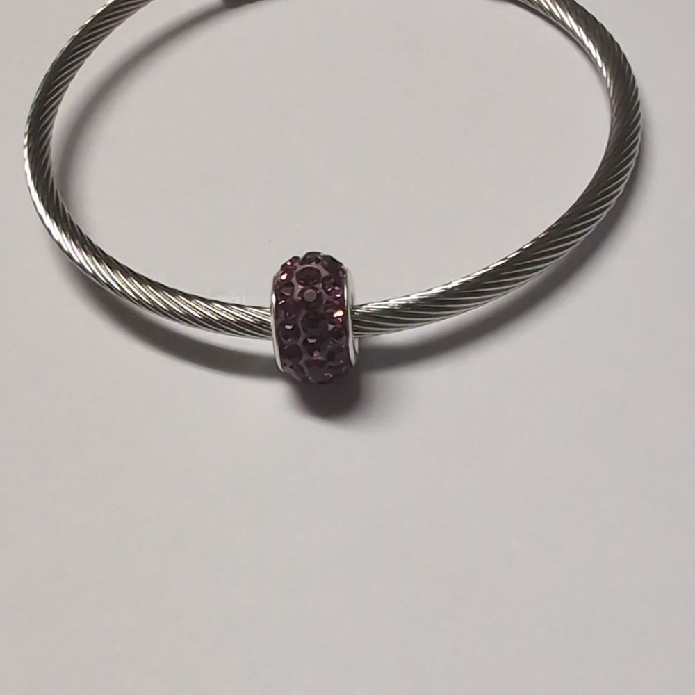 Purple with Purple Rhinestones‎ Charm for Pandora Style Bracelet